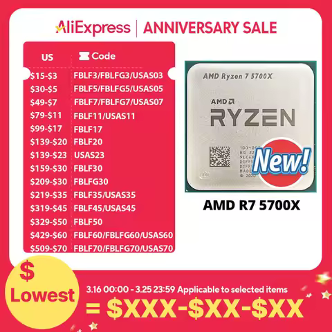 AMD R7 5700X Ryzen 7 5700X 3.4 GHz Eight-Core 16-Thread CPU 7NM L3=32M 100-000000926 Socket AM4 New