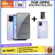 LAYAR 3in1 Tempered Glass Anti Spy Package Oppo A95 4G A95 5G A74 4G A74 5G Anti Scratch Privacy Ful