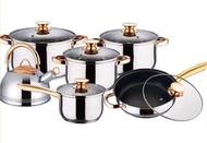 Virsa - 12 件套不銹鋼炊具套裝/砂鍋/煎鍋/烹飪套裝