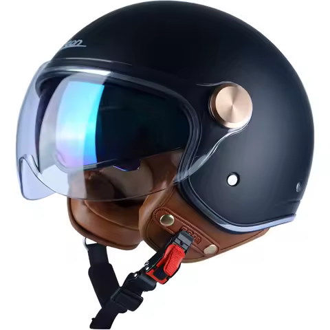 Adult open-top motorcycle helmet, DOT approved, 3/4 vintage Vespa helmet, double visor for men's and