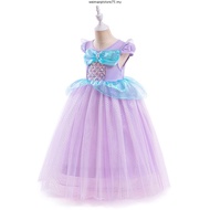 ❤️Girls Princess Cosplay Mermaid Cinderella Rapunzel pakaian kanak-kanak kostum pakaian mewah mewah 