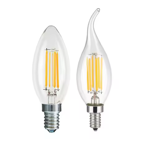 High Brightness E14 COB LED Candle Lamp C35 C35L 4w 8w 12w LED Filament Bulb light AC 220v 230v Crys