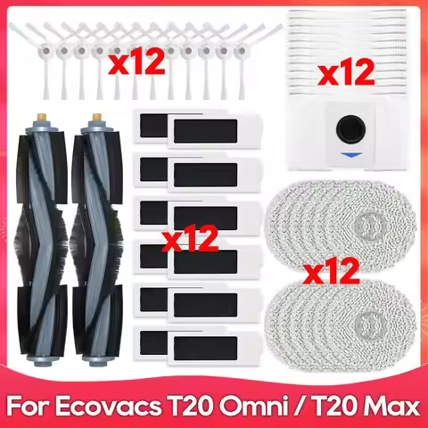 Compatible For Ecovacs T20 OMNI, T20 Max, T20 Pro, X1 Omni, X1 Turbo, V830, V831 Brush Filter Mop Du
