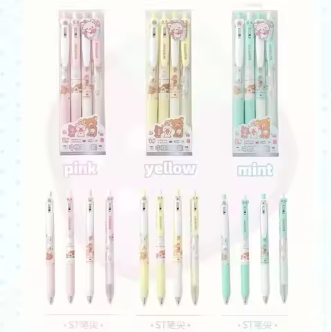 RosyPosy Retractable Gel Pen Set Korila Kkuma Strawberry Cute Heart Zero Five Mm Black Ink Pens For 