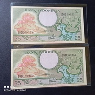2 lembar urut 25 rupiah bunga tahun 1959