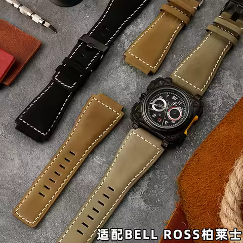 Genuine Leather Wrist Band for BELL ROSS BR01 BR03 Series Genuine Leather Wrist Band Men's Special W