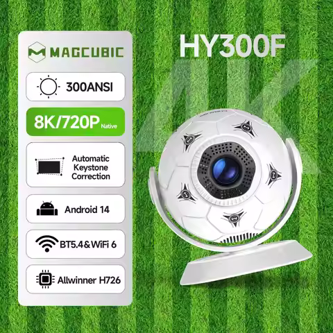 Magcubic Android 14 8K Projectors HY300F 300 Ansi MINI Projector LED Wifi6 BT5.4 Creative Football S
