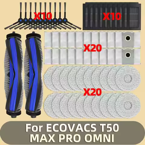 Fit For ( Ecovacs T50 MAX Pro Omni ) Vacuum Parts Main Roller Side Brush HEPA Filter Mop Cloth Dust 