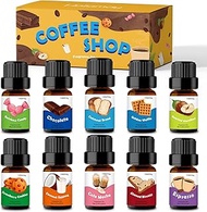 Holamay Coffee Shop Fragrance Oil for Candle &amp; Soap Making, Premium Scented Oils 10 x 5ml - Espresso, Cafe Mocha, Chocolate, Almond Biscotti and More, Aromatherapy Essential Oils for Diffuser