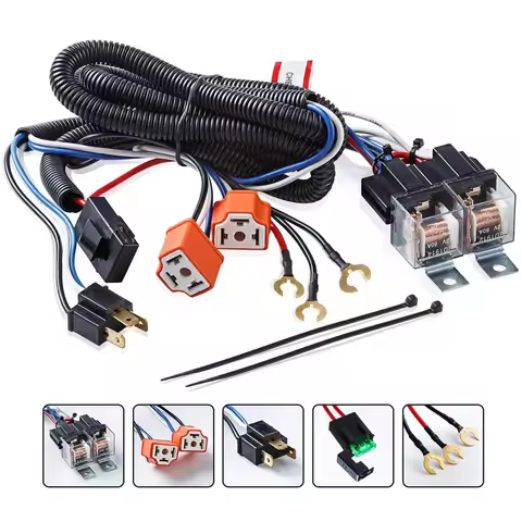 H6054 9003 H4 LED Headlight Wiring Harness [Fused] Universal H4 Head Light Relay Harness Kit for Toy