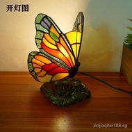 （In stock）European-Style Creative Three-Dimensional Butterfly Study Bedroom Bedside Lamp Colored Glass Decorative Lamps