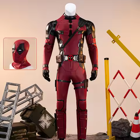 Men Movie Cosplay Costume Movie Cosplay【XS-3XL】WakuWaku Red Black Men Costume Dead Hero Uniform Movi