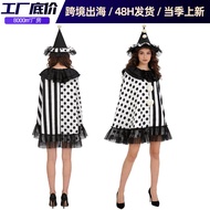 Black & White Witch Costume - Cruella Inspired Cosplay Cloak and Skirt