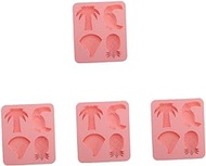 ABOOFAN 4pcs Coconut Watermelon Mold flamingo candy Cakesicle Molds tropical ice musibi molds ice cream molds Hawaii silicone cookie mold popsicle maker household 3d ice maker Silica gel