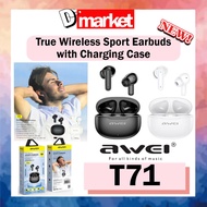 Awei T71 True Wireless Sports Earbuds TWS Bluetooth Earbuds Sport Wireless Earbuds with Charging Case IPX4 Smart Touch