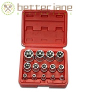 BETTER-JANE 14PCS/Set Hexagon Socket Nut Socket, 1/4" 3/8" 1/2" E4-E24 Wrench Head Star Socket Set, 