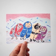 明信片_早安睡袋貓