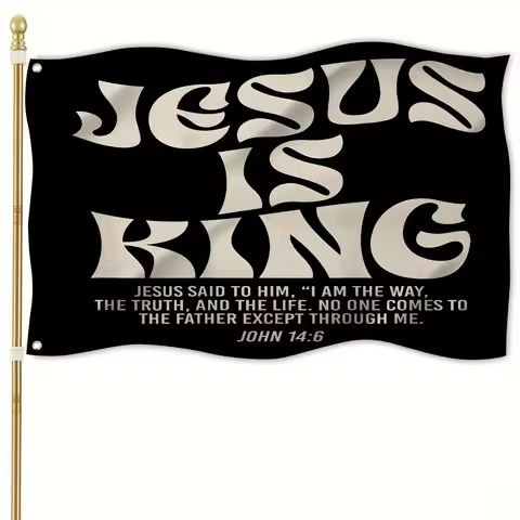 Jesus Is King Bible Verse Flag 3x5FT 4x6F Ft Polyester Christian Outdoor Indoor Banner