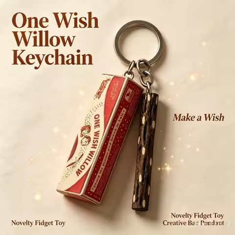 Lucky One Wish Willow Stick Pendant, 3D Printed Wishing Willow Keychain, Backpack Bag Charm, Hallowe