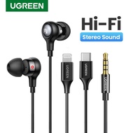 UGREEN Aux Earbuds Earphones Wired Earphone Noise Isolating Volume Control With Microphone For Phone