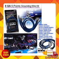 HKS Grounding Wire Kit 572B Earth Wire Earth Cable Thick 8GA 5 Point Colour Blue For All Vehicle