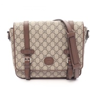 【二手】Gucci GG Supreme 斜背包 658542 米色/ブラウンPVC塗層帆布皮革 GG Supreme 斜背包