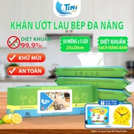 Combo of 5 Packs - Multi-Purpose Kitchen Wet Wipes - 99.9% Disinfection - Pack of 50 Large Size Piec