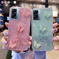 Ready Stock KONSMART Casing For OPPO A57 4G 2022 A77s A77 5G Bling Glitter Star Space With 3D Shinny Butterfly Phone Case For OPPO A77 5G Soft TPU Case