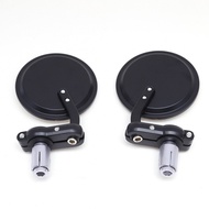 2pcs Universal Motorcycle MIRRORS 7/8" Bar End Side Bar End Round Mirrors Aluminum Alloy Side Mirror HD Glass Mirror