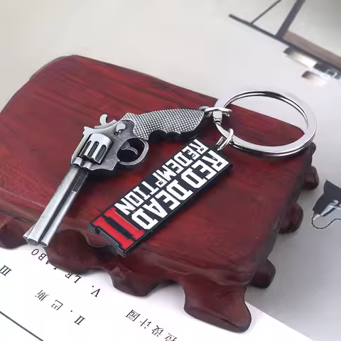 Game RDR2 Arthur Morgan Revolver Keyring Red Dead Redemption 2 Keychain Pendant Fans Gift Cosplay Fo