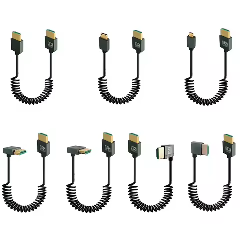 8K HDMI-Compatible To HDMI-Compatible Coiled Cable 48Gbps HDMI-Compatible To Mini/Micro HD Cable for