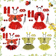 Ladybug Bee Costume Set Children Stage Costume Butterfly Wings Gauze Skirt Tentacle Head Buckle