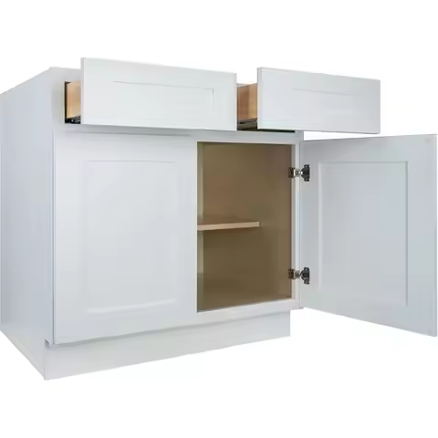 24W x 24D x 34.5H Shaker White Base Kitchen Cabinet by Abiani, Assembly Required