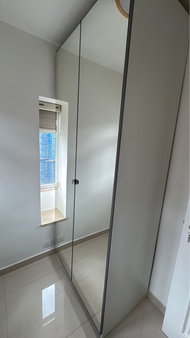 Ikea 白色兩門衣櫃連全身鏡
