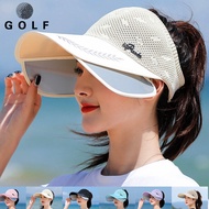 ▪♙✹ Golf hat women's sun hat women's summer Korean version anti-UV face covering large brim cycling empty top sun film