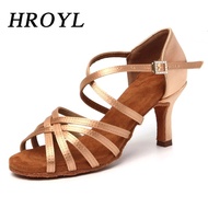 【Fast and Free Delivery】 Hroyl Latin Dance Shoes For Woman Girls Ladies Ballroom Modern Tango Dancing Shoes Rhinestone Buckle Practise Dropshipping