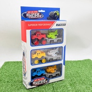 Mainan Anak Mobil Truck Derek Mesin Pull Back isi 6pcs Mobil Jeep + Pesawat