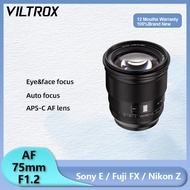 VILTROX 75mm F1.2 Fuji X Lens Auto Focus Portrait APS-C for Fujifilm XF Nikon Z Sony E Mount Camera 
