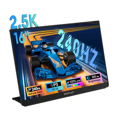 ZEUSLAP 16" 240Hz QHD Portable Monitor For Switch 2 Ready, Type-C 240Hz, 100% sRGB, 500nits HDR, HDM