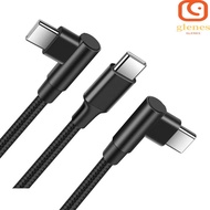 GLENES 90 Degrees Type C Cable, Nylon Braid Elbow PD 60W Quick Charger Cord, Charge Data Cable Data 