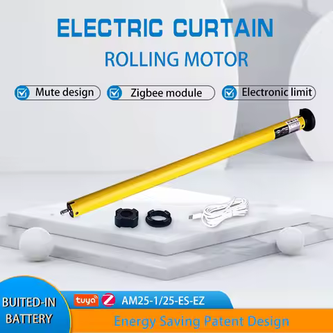 A-OK AM25 1/25 tuya zigbee smart Rolling Tubular Motor Built-in Battery work with Alexa/Google Assis