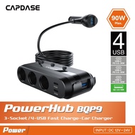 CAPDASE POWERHUB  BQP9  3-Socket and 4-USB QC 3.0 and USB-C PD 90W Car Charger Fast charging Voltage