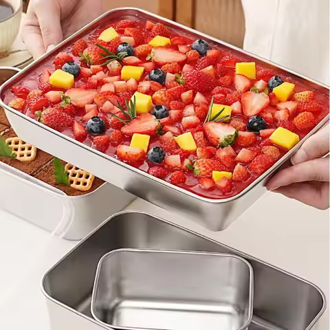Stainless Steel Rectangular Tiramisu Mold Cake Tray Cake Molding Container With Lid Cake Cooler Home