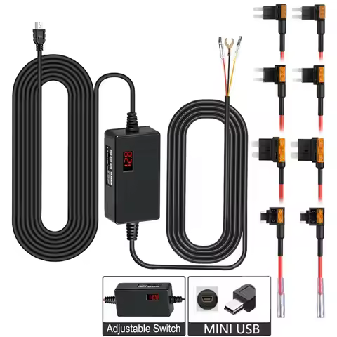 for KAWA Dash Cam 12V 24V to 5V Hardwire Kit mini Usb 24H Parking Surveillance Cable Compatible for 