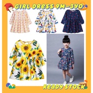 Ready stock 6M-3yo Baju Budak Perempuan  lengan panjang Girl Dress Kids Cotton Korean Fashion Long S