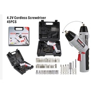 SG InStock Cordless Electric Screwdriver Drill Tool Set/USB Power Rechargeable Battery 45-Piece Tool Kit with Carry Case