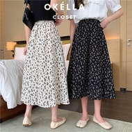 Vintage chiffon floral skirt, beautiful, thick, 2 layers - Okella CV008 long floral skirt (with real