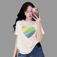 Áo Thun Thái Nữ Form Vừa Cotton 100% Mềm Mịn Mát (Mã A43 Tim Sọc) Từ 40 Đến 60kg Phong Cách Cá Tính 