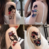 Ancient Beauty Geisha Tattoo Sticker Waterproof Long-Lasting Male Flower Arm Color Body Sticker Arm 