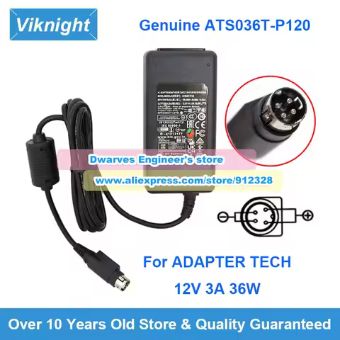 Genuine 36W ATS036T-P120 AC Adapter ATSO36TP120 Adapter Tech 12V 3A Power Supply Charger for Wacom C